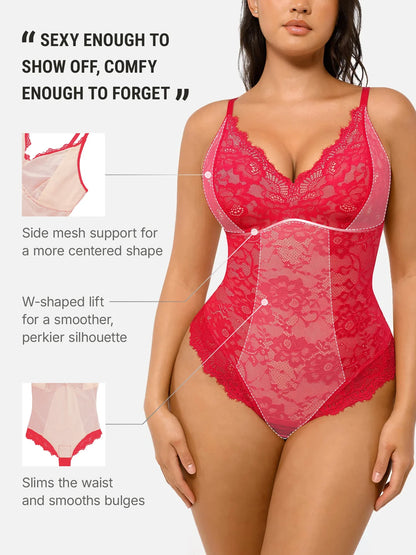 Lace V-Neck Breathable Bodysuit