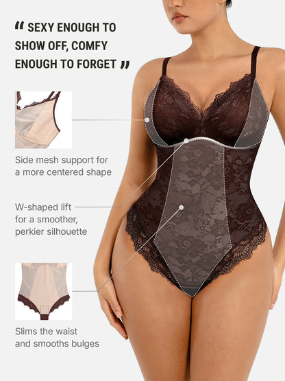 Lace V-Neck Breathable Bodysuit