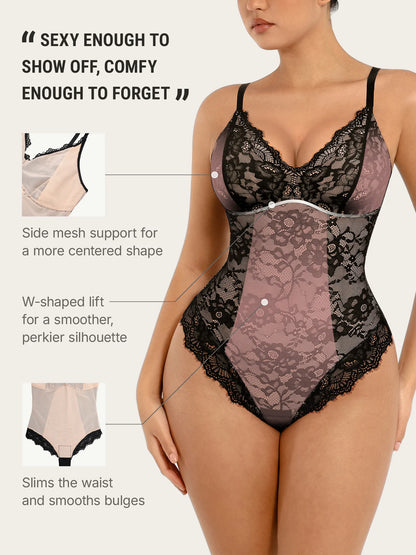 Lace V-Neck Breathable Bodysuit