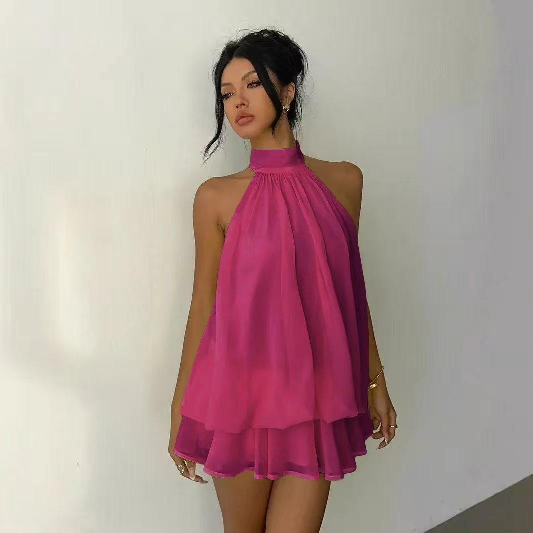 CloudHalter™ — Layered Chiffon Halter Mini Dress