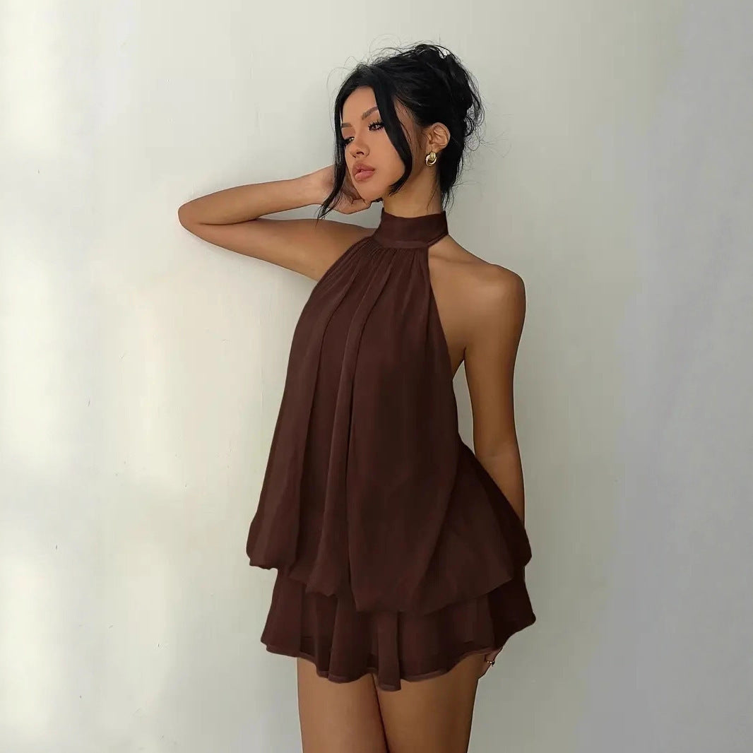 CloudHalter™ — Layered Chiffon Halter Mini Dress