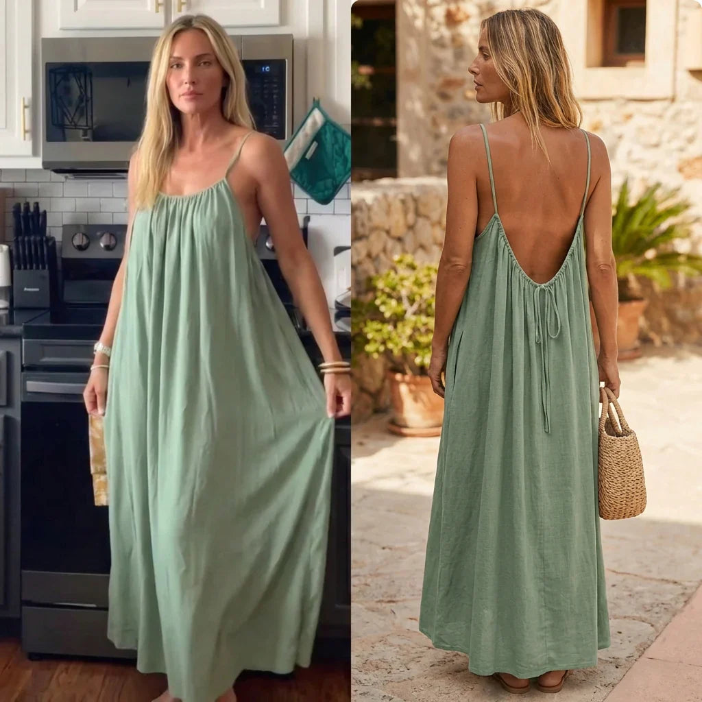 Women's Solid Color Backless Cami Dress