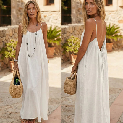 Women's Solid Color Backless Cami Dress