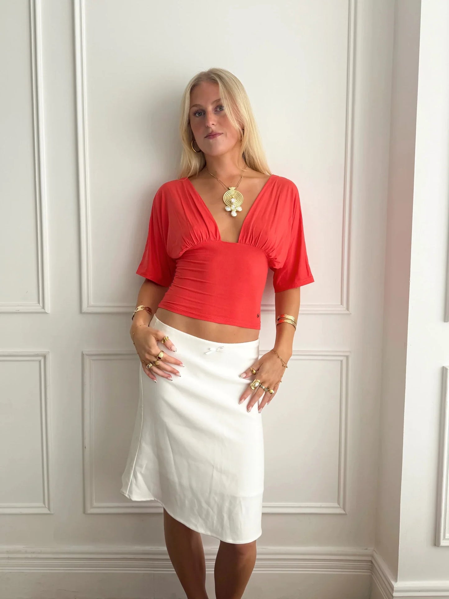 Vaya Draped V-Neck Top